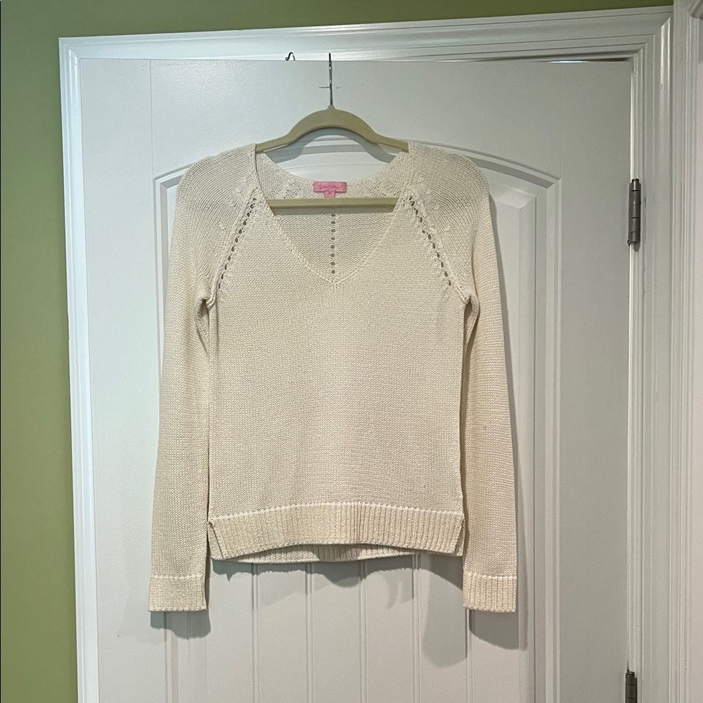 Lily Pulitzer Cream V-Neck Sweater